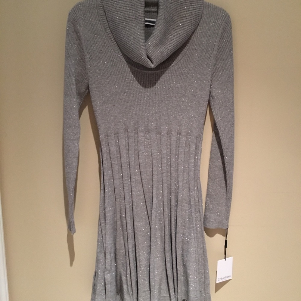 BNWT Calvin Klein metallic silver dress